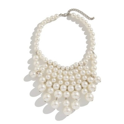 Pearls Fringe Necklace Adjustable Length Neckchain for Parties and Daily Wear