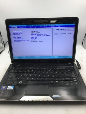 TOSHIBA SATELLITE T135 S1309 - BOOTS TO BIOS - INTEL U4100 - 3GB RAM - READ - BB