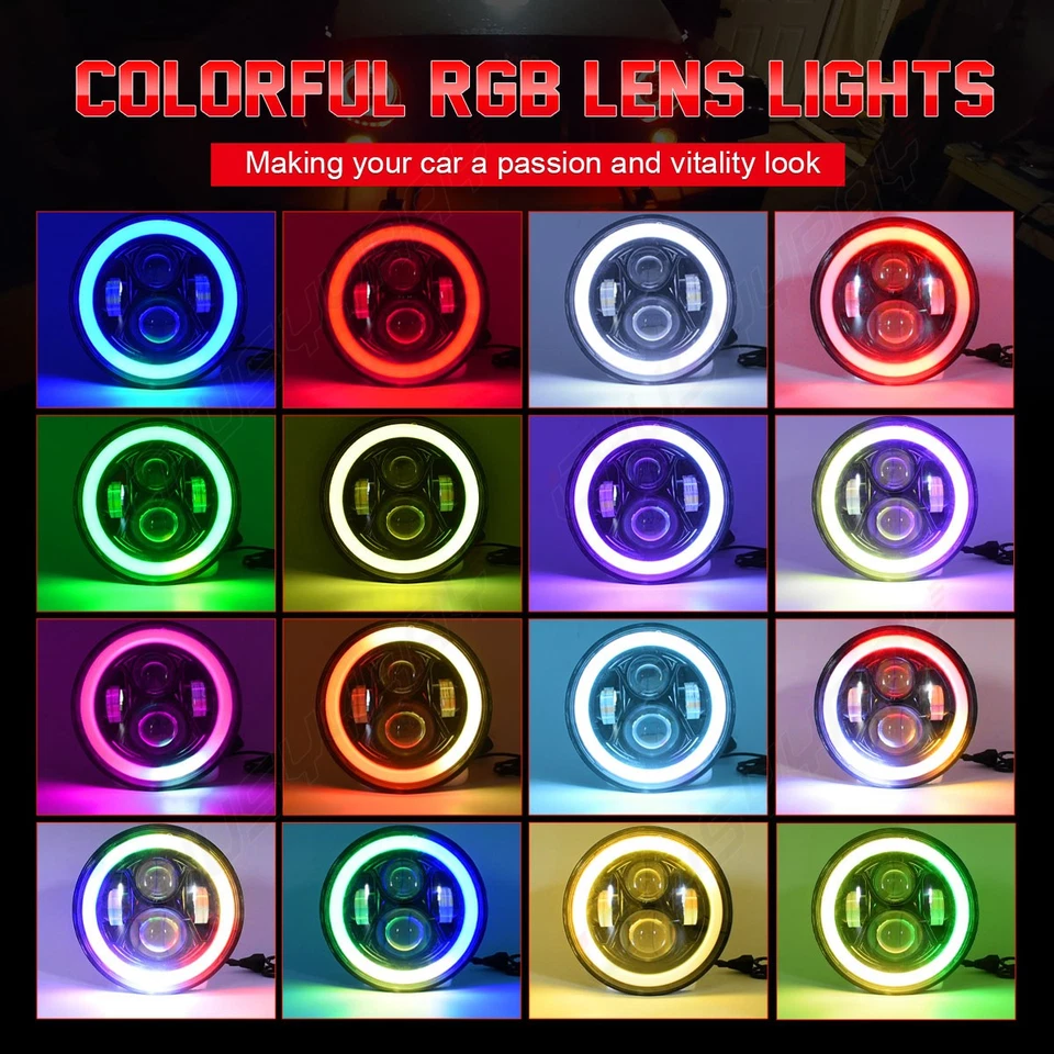 Par de faros LED RGB halo 7 pulgadas para Toyota Corolla 1968 1969 1970-1980 Foto 3 de 4