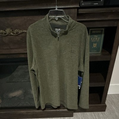 Huk Leeward Lightweight Fleece 1/4 Zip Pullover Moss Men's Large NWT H1300119