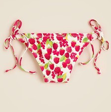 NWT J CREW Low Rise String Hipster Bikini Bottom Swim Swimwear Raspberry Print