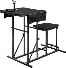 IRONMAX Foldable Shooting Bench, Height Adjustable Shooting Table with Padded Se