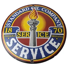 Vintage Standard Oil Company Sign - Porcelain Gas Motor Oil Pump Plate Sign