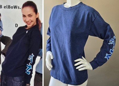 90's Delia's Catalog ''Mantis Tee'' By Stoopid Medium Navy Cotton USA Long Sleeve