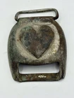 Vintage Metal Heart Horse Harness Buckle Cover Rosette 1.75” x 2.5” Primitive