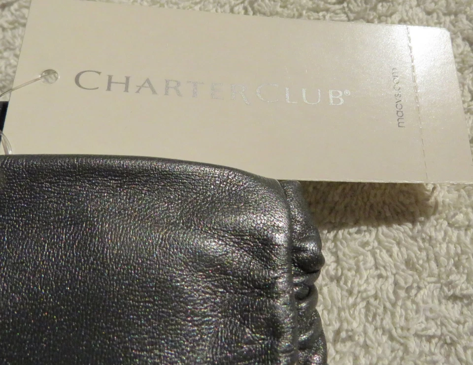 女士皮革手套 100% 羊绒内衬包机俱乐部灰色 8 码 — 第 3/4 张图片