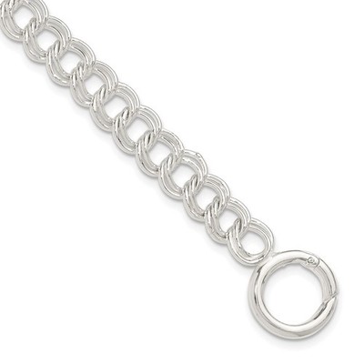 Sterling Silber poliert Doppel Glieder 7 Zoll Bettelarmband
