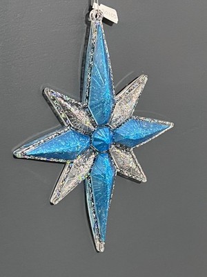 Blue Silver Glitter Resin Star Ornament Christmas Decor 30105 10in