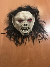 Scary Demon / Vampire Halloween Costume Mask With Black Hair   Adult Size