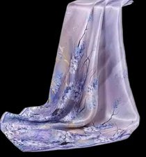 100% Silk 26" Square Scarf Women neckerchief Wrap floral purple blue yellow HD60