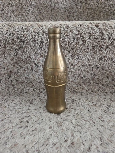 Vintage Gold Brass Coca Cola Collectible Soda Pop Bottle Heavy Brass Decor