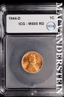 1944-D Lincoln Wheat Cent- ICG-MS65 RD  Gem Brilliant Uncirculated #SLM144