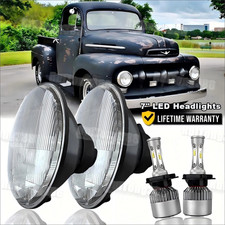 For Ford F1 1948-1952 Pair 7 Inch Round H4 Led Headlights Hilo Beam White For Ford F1 1948-1952 Pair 7 Inch Round H4 Led Headlights Hilo Beam White