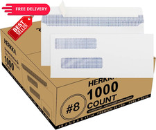 #8 Double Window Security Check Envelopes, No.8 1000 Pack, White