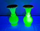 Vintage Fenton Glossy Burmese Pair of matched vases GLOW