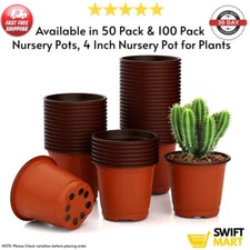 50/100 Pack Nursery Pots, 4 Inch Nursery Pot for Plants, Plastic Plant Pots