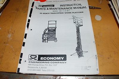 ECONOMY Hi Reach Work Platform Lift Owner Operator Parts Maintenance Manual book | eBay