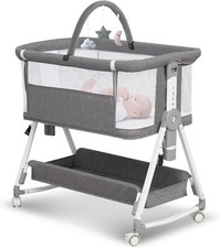 Baby Bassinet,3 in 1 Bedside Bassinet for Baby with Hanging Toys, Portable Folda