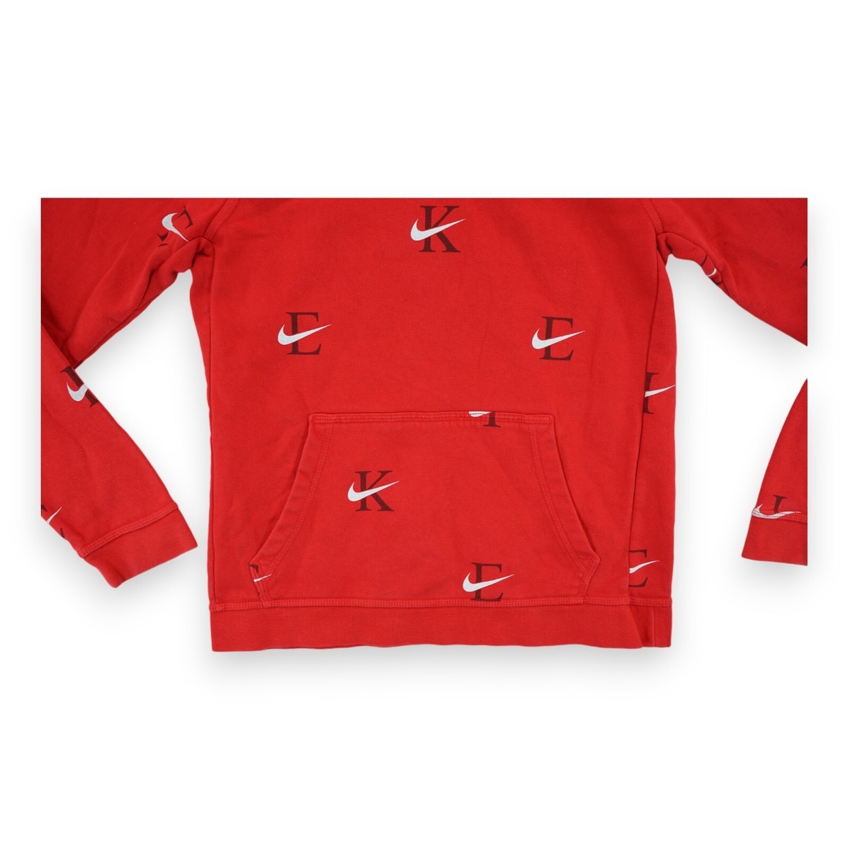 ♡♡です Nike Club Fleece Hoodie Youth XL All Over Print Monogram Red