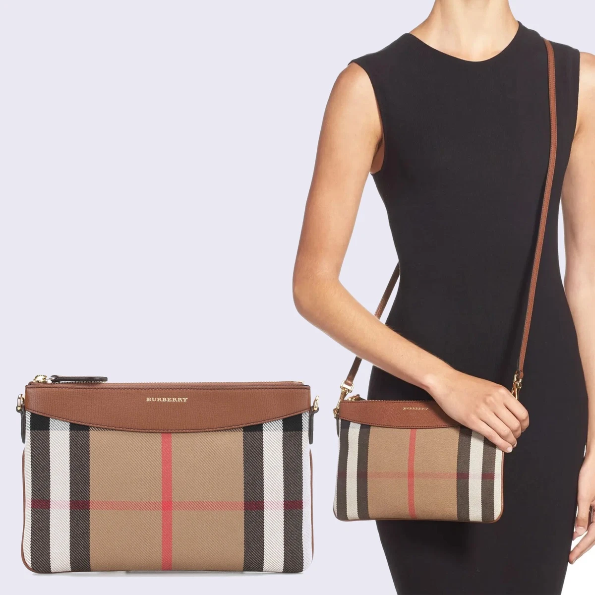 Burberry small canvas check top crossbody bag