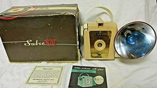 VINTAGE 1950s SABRE 620 CAMERA w/ FLASH  BULB  MANUAL  BOX
