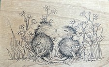 House Mouse Nose To Nose In Flowers Rubber Stamp Stampa Rosa 51