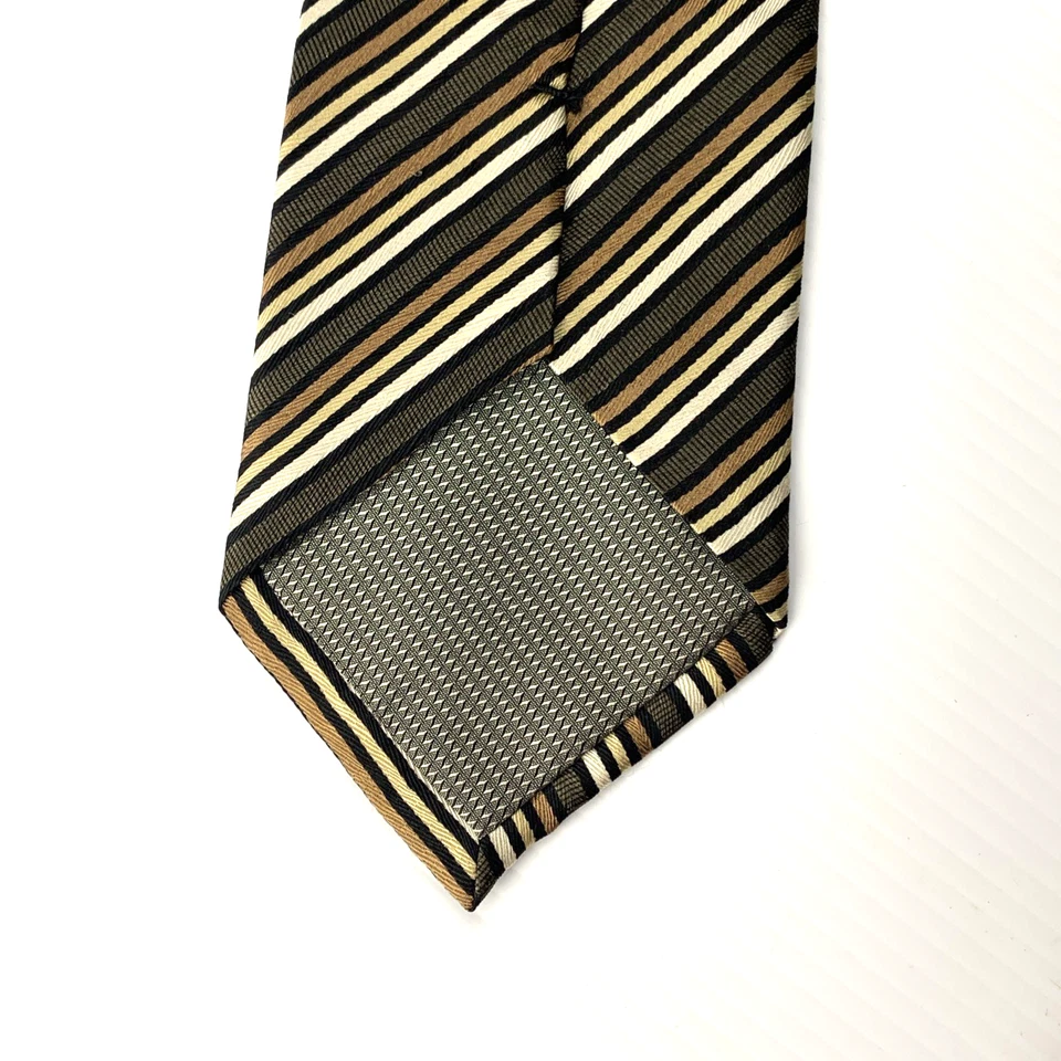 Corbata de seda ALEXANDER JULIAN COLORS para hombre talla 3,75" x 60" corbata a rayas doradas verdes Foto 3 de 4