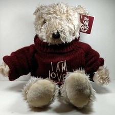 Vintage 1996 Helzburg Diamonds Plush 16" Bear I Am Loved Chunky Knit Sweater