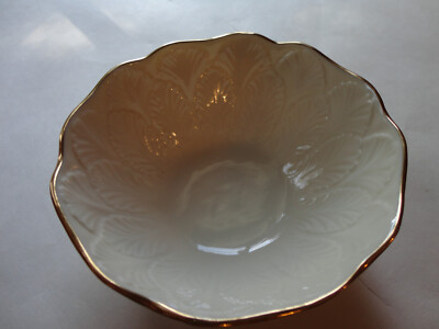 Vintage Lenox Acanthus Leaf Small Bowl/Trinket Dish Embossed 24k Gold Trim- USA