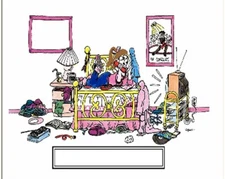 Messy Girl Teenager Cartoon Character Personalized Matted Print Series 1