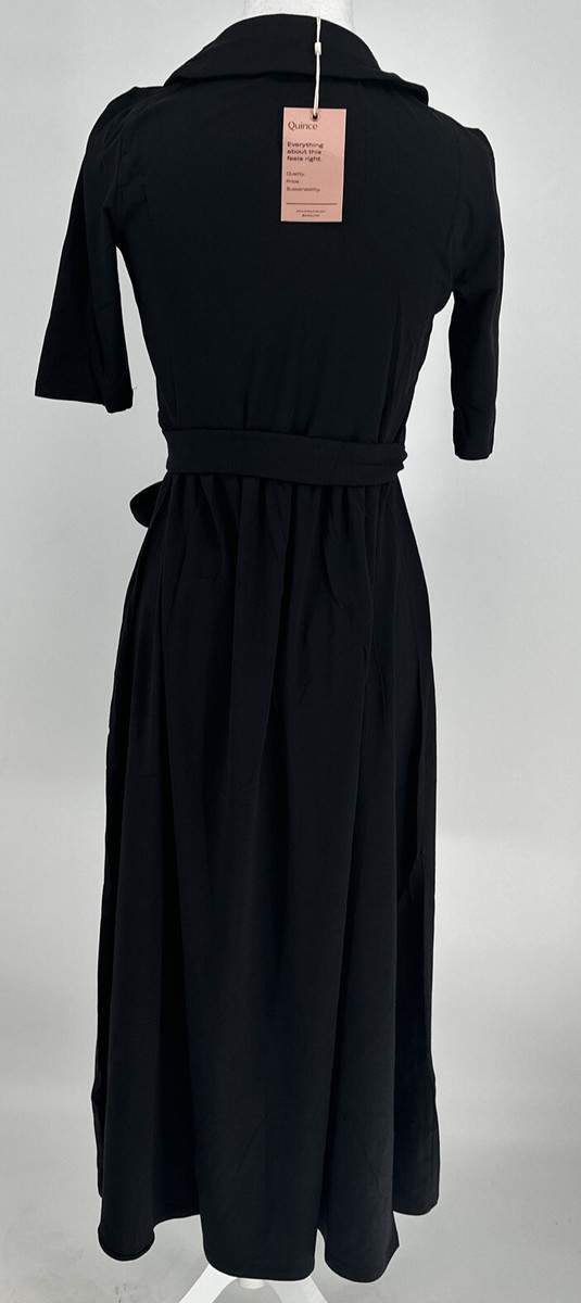 Quince Tencel Jersey Midi Wrap Dress In Black- Size Small | eBay Quince Tencel Jersey Midi Wrap Dress In Black- Size Small | eBay