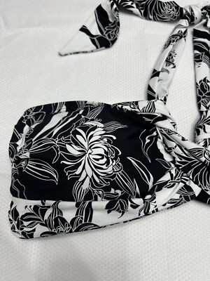 Apt 9 Womens Black & White Floral Pattern Bikini Top SzXXL W/Removable Pads NICE