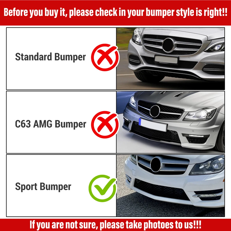 Gloss Black Front Bumper Lip Splittle For Mercedes Benz W204 Sport C Class 08-14 Foto 2 de 4