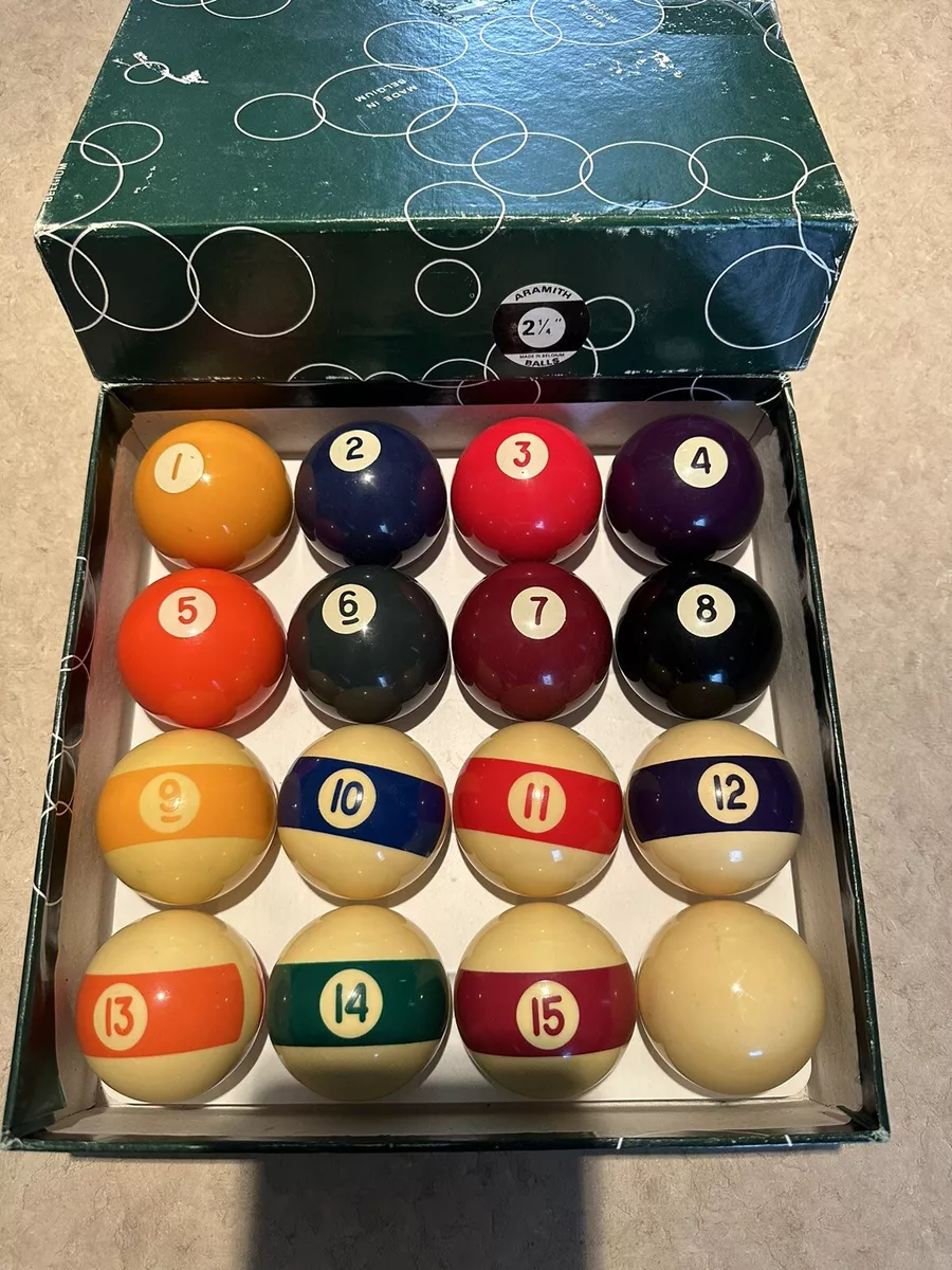 Vintage Aramith Pool Balls 8 Ball Billiards Game Set of 