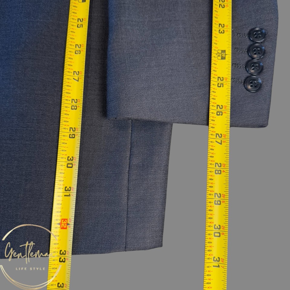 COSANI Mens Blazer Sport Coat Two Button Jacket 42L Wool Gray Suit
