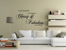 A Girl Should be Classy & Fabulous Coco Chanel Vinyl Wall Sticker UK  32W