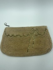 Vtg Charlet Beaded Evening Wedding Handbag Pearls Zipper close. lighter than pic