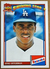1991 Topps Bazooka Shining Star Jose Offerman Rookie #6 Baseball Card
