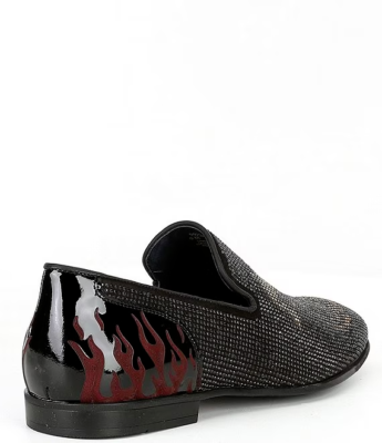 Section X Men’s 9.5 Fire Breathing Dragon Black Studded Flame Loafers Slip-On Amazon.com | ELANROMAN Black Suede Loafers Men main image 3
