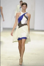 Antonio Berardi Womens 2013 Spring Collection Lemon Mix  Skater Dress IT 40 UK 8