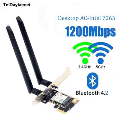 Bluetooth 4.2 Wifi Adapter 2.4/ 5G Intel 7265 Wireless PCI-E Card For Desktop PC