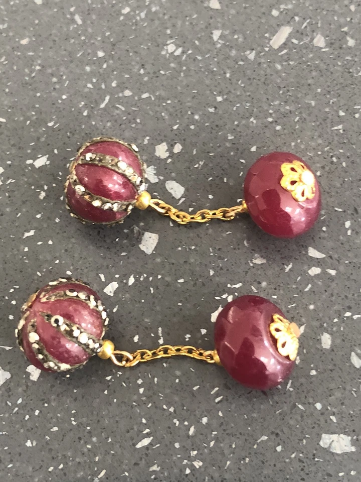 gemelos vintage rubí y marcasita Foto 3 de 4