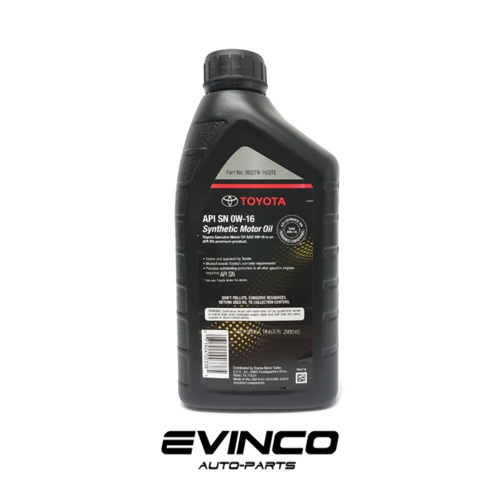 Toyota Lexus Genuine 0W16 Motor Oil case of 12 Quarts 00279-16QTE