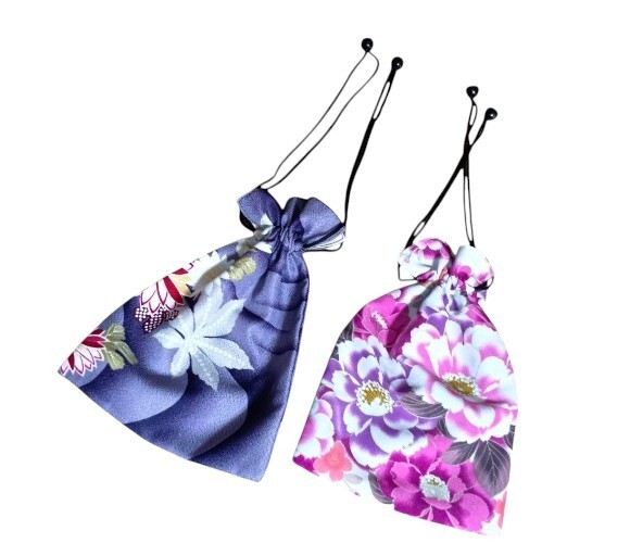 Beautiful Kimono Print Kinchaku Drawstring Bags – Versatile Japanese Pouches NEW