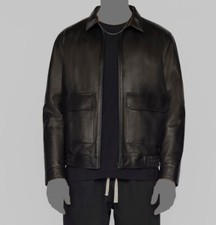 $1298 Frame Women's Black Cargo Leather Jacket Size S