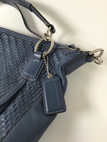 Coach Blue Woven Leather Handbag - Picture 4 of 6