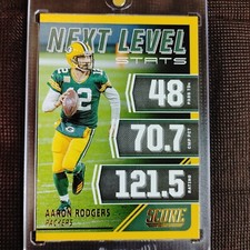 2021 Score Next Level Stats Aaron Rodgers #NL4 Gold Parallel Packers Color Match