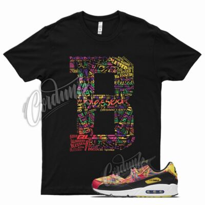 Black BLESSED T Shirt for N Air Max 90 Familia Multi Yellow Latin America