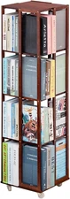 5 Tier Rolling Bookcase, Bamboo 360 Rotating Bookshelf, Freestanding Storage Org