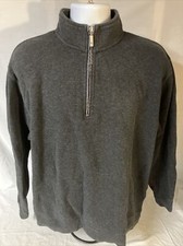 Orvis Mens Sweatshirt Sweater Charcoal Gray Large 100 Cotton 1/4 Zip Free Ship 